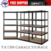 Garage Shelving Warehouse Shed Racking Storage Shelve Black Giantz 5x1.5M