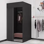 Black Freestanding Changing Room with Garment Hook for Mobile Clothing Store L85xW85xH200CM