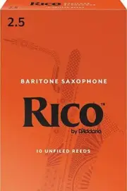 Rico by D'Addario RLA1025 Baritone Saxophone Reeds, Size 2.5, 10 Pack