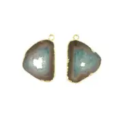 Attractive Natural Geode Slice Gemstone Brass DIY Single Bail Connector Pair