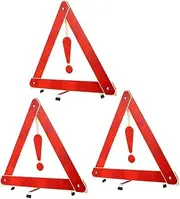 Road Safety Kit 3pcs Foldable Reflective Warning Triangles Night Visibility Non-slip Base for Cars Trucks