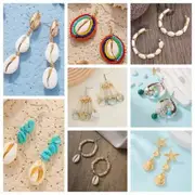 Blind Box 2Pairs Handmade Pierce Earrings Creative Bohemian Chandelier Teardrop Bead Dangle Drop Earrings Ethnic Gypsy Tassel Hoops