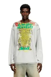 [Diesel] Diesel - Long-sleeve T-shirt with lyrics print - T-Shirts - Unisex - Grey L Grey