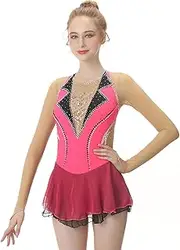 [Zagitova] Figure Skating Dress for Girls Patchwork with Shiny Rhinestone Women Ice Competition Breathable Dance Clothing