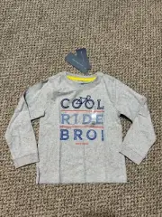 Tommy Hilfiger Boy Long Sleeve Ride Bicycles Graphic Tee Gray Size 4T New