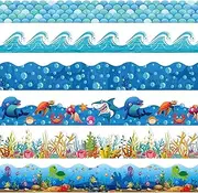 Containlol Classroom Borders for Bulletin Board Decoration, 118 ft Ocean Theme Scalloped Trim Colorful Bulletin Board Borders for Spring Summer Whiteboard Wall Poster Board Chalkboard Decor