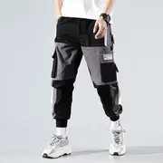 Lettering Buckled Cargo Pants 01 - Black - 4XL