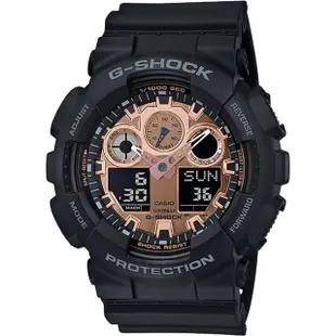 【CASIO 卡西歐】G-SHOCK 重機玫瑰金手錶(GA-100MMC-1A)