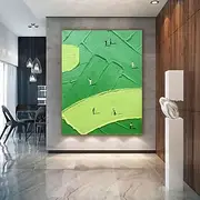 Handmade Oil Painting Canvas Wall Art Decoration Green Thick Oil Golf Abstract Painting for Home Decor Stretched Frame Hanging Painting/Rolled Frameless Unstre