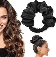 BLINKEEN Heatless Curling Scrunchie, Heatless Hair Curler to Sleep In, No Heat Curls for Long Hair, Soft Sleep Hair Roller (Black)
