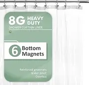 Barossa Design Short Shower Curtain or Liner with 6 Weighted Magnets, 72 x 66 inch Length, Heavy Duty PEVA, Waterproof, PVC Free, 12 Metal Grommets, Clear, 72x66