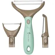 Trio Peeler Set – Blue Julienne Vegetable Peeler – Stainless Steel Cabbage Ca...