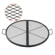 X-Marks Fire Pit Grill Grate, Foldable Round Cooking Grate, Heavy Duty Steel Campfire BBQ Grill Grid with Handle and Support X Wire, Portable Camping Cookware for Outside Party, 91 cm