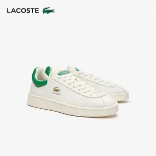 【LACOSTE】男鞋-Baseshot 優質皮革運動休閒鞋(白/綠色)