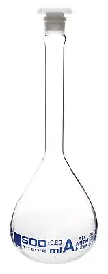 Eisco Labs 500mL Volumetric Flask - ASTM, Class A - Borosilicate Glass