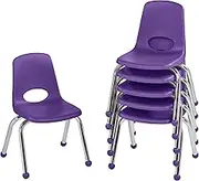 FDP 12" School Stack Chair, Stacking Student Seat with Chromed Steel Legs and Ball Glides; for in-Home Learning or Classroom - Purple (6-Pack)