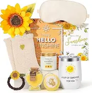 Sunflower Gifts for Women, Birthday Inspirational Gifts for Women, Get Well Soon Gift Baskets Self Care Package Relaxation Pamper Hamper Spa Gift Box for Your Mum, Wife, Best Friends, Sister, Daughter