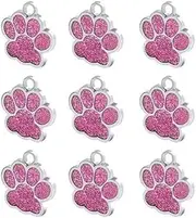 Wholesale 100 Pcs Blank Metal Pet Tags Dog Paw ID Tags Nameplates Custom Engraved Pet Tags Pendants Personalized Cat and Dog Tags Pet Collar Accessories,Rose Red,M-25x27mm