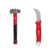 Milwaukee 36 oz. 4-in-1 Lineman's Hammer with Lineman's Hawkbill Knife with Ring