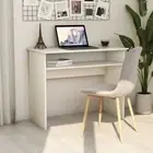 Writing Desk With Storage Shelf White Computer Study Table Bedroom Furniture