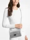 MICHAEL KORS CECE Medium Silver LEATHER SHOULDER CROSSBODY CLUTCH