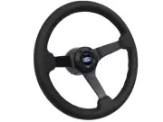 1984-2004 Ford Mustang SN95 6-Bolt Black Leather Steering Wheel Kit, Blue Oval (for: Ford)