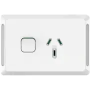 Clipsal Pro Series, switched socket, switch & socket, horizt, 10 A, White - P3015-XW