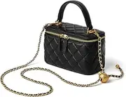 [Doris&Jacky] Small Quilted Square Box Bag For Women Designer Crossbody Pouch Purse With Metal Chain Strap