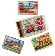 Melissa & Doug Vehicles 4-in-1 Wooden Jigsaw Puzzles in Storage Box 48 pcs B28