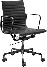 Matt Blatt Eames Premium Replica Low Back Office Chair Genuine Leather (Black/Black) - MBEAMOCBBLB