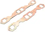 NPKNGZTATW 2pcs Square Port Copper Plating​ Header Exhaust Gaskets Reusable for SBC for Chevy 327 305 350 Gaskets