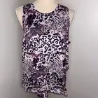 Kyodan NEW leopard print black & mauve purple stretch tank top size Medium
