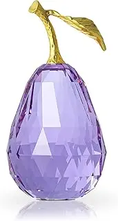 JATYFING Crystal Pear Figurines Fruit Handmade Glass Figurines Home Decor Collectible Paperweight Art Craft Table Decorations(Purple)