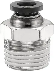uxcell Push to Connect Fittings 1/4" Tube OD x 3/8" NPT Thread Male Straight Union Fittings Copper Quick Connect Pneumatic Fittings for Semi Truck Trailers Air Brake System, Black