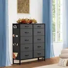 TAUS 10 Drawer Fabric Dresser Organizer Storage Furniture Cabinet for Bedroom