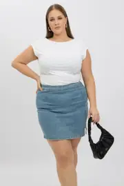 White Short Sleeve Top Side Ruched Modal