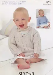 Sirdar Snuggly Baby Bamboo DK Knitting Pattern 1753 Sweaters Baby Child 0-7yrs