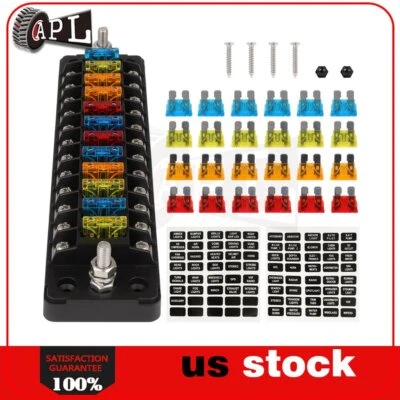?Negative 12 Way Fuse Block Box Holder Blade W/Sticker Label Kit For All Vehicle