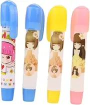Ciieeo 4pcs Pen Shape Hand Press Eraser Cute Stationery Eraser Pencil Non-Toxic School Supplies