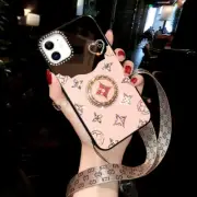 For iPhone 11 12 Pro Case Mirror Star Strap Soft TPU Bumper Rhinestone Holder