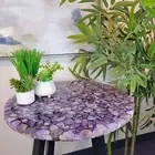 18" Elegant Amethyst Stone Round Center Table Top Unique Sofa Table Home Decors