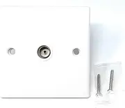 TV/FM Coaxial Single Socket Faceplate Wall Plate, Rounded Edge Design – Easy Install with Screws Included