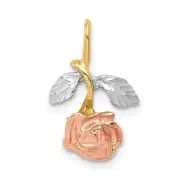 14k w/White and Rose Rhodium Rose Chain Slide Necklace