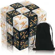 48-Piece Cube Counter Tokens, 16 mm Dice Set with Storage Bags, Dice Counter Tokens for All Types of Table Games, Parties, Family Celebrations (White, Black)