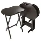 Espresso 5 pc Wood TV Tray Set Stand Folding Snack Table Dinner Portable Serving