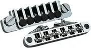 Guyker LP Guitar Tune-O-Matic Roller Saddle Bridge GM005 + Vintage TP-6 Tailpiece Stop Bar Lock Combo Replacement Compatible with Les Paul LP 6 Strings Electric Guitar, Chrome