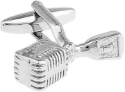 [HAMKVBPR] Men's Cufflinks Men's Microphone Plain Metal Plated White Steel Cufflinks Cuffs Shirt Accessories for Business Wedding