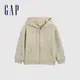 Gap 男幼童裝 Logo仿羊羔絨連帽外套-卡其色(431690)