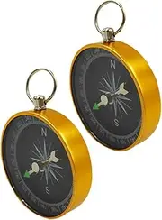 Abaodam 1 Pair Compass Keychain Compass Survival Camping Backpacking Accessory Survival Compass Compass Mini Compass for Outdoor Compasses for Car Compass Aluminum Alloy Golden