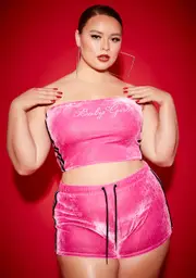 [Poster Grl] Plus Love Cherry Chapstick Velour Shorts Set